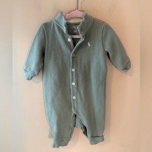 Ralph Lauren baby boys' cotton footed coverall in an olive green 6 months